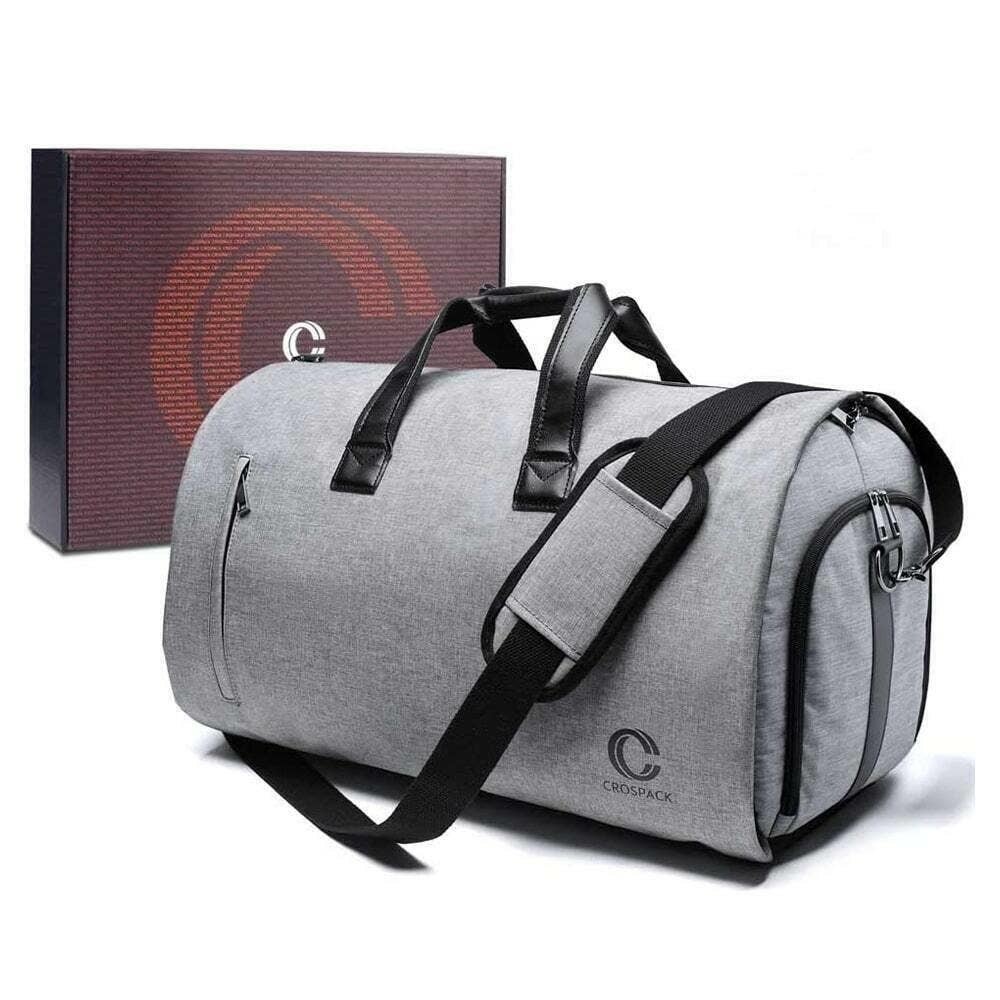 Convertible Garment Duffel Bag 55L Hanging Travel Suitcase Weekender Bags (Grey)